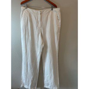 Lands' End White Linen Cotton Blend Straight Leg Jeans